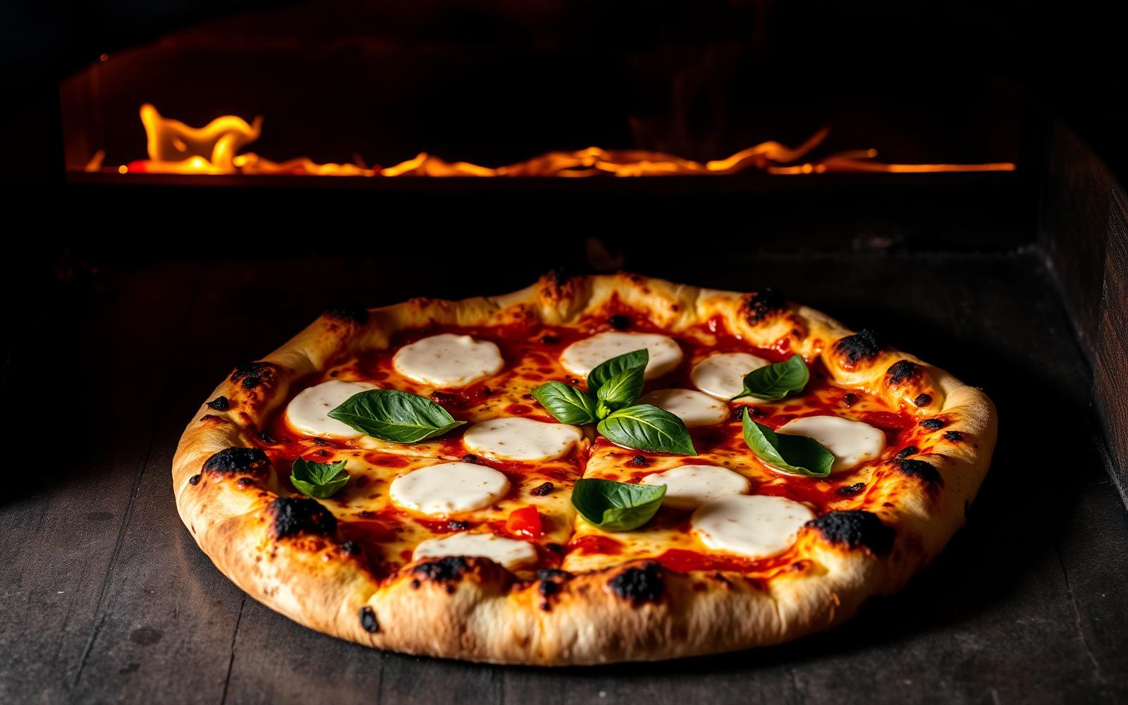 Wood-fired pizza fresh from the brick oven at La Pizzaria El Roma